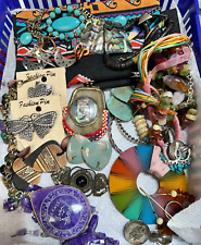 Vintage Junk Drawer Lot Southwest Festival Bandana Sterling Jewelry Desert Style
