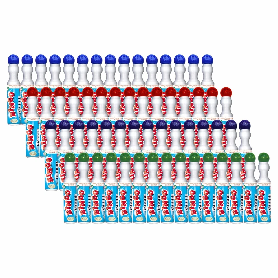 48 x Jumbo Bingo Dabbers Non-Drip Markers Pens Family Game Red Blue Green Purple - Image 1 of 4