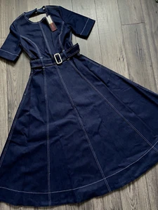 TOMMY HILFIGER COLLECTION DENIM DRESS OPEN BACK SIZE UK 4 XXS MADE IN ITALY - Picture 1 of 14