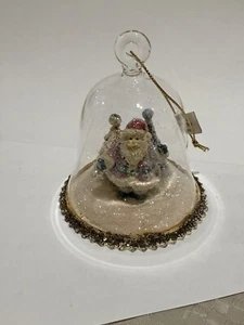 Vintage Weihnachtsmann Schneeszene Diorama Glockenform Glas Weihnachtsschmuck 3,75" - Bild 1 von 10