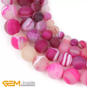 Plum Banded Agate Natural Stones Frosted Matte Loose Beads Jewelry Making 15" AU - Foto 1 di 35