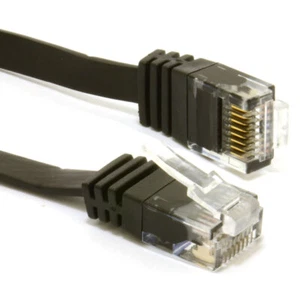 2m Plat CAT6 Éthernet Lan Brassage Câble Bas Profil Gigabit RJ45 Noir - Photo 1/16