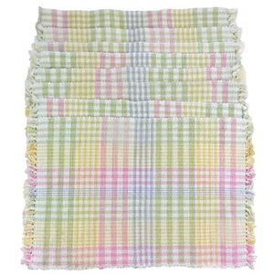 Vintage Woven Cotton Placemats Set 8 Handloom Plaid Pastel Spring Easter 13"x18" - Picture 1 of 24