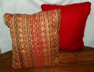 Paar rot gold beige Druck Kissen 18 x 16 - Bild 1 von 3