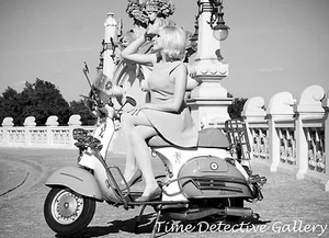 Woman Sitting on a Vespa, Italy - 1960s - Vintage Photo Print - Picture 1 of 1