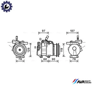 COMPRESSOR AIR CONDITIONING KAAK161 FOR KIA G4EE 1.4L G4ED 1.6L 4cyl RIO II - Picture 1 of 9