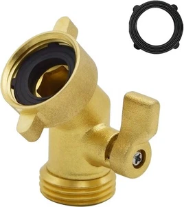 HYDRO MASTER Heavy Duty Brass Shut Off Valve 45 Degree Garden Hose Elbow 45 - Picture 1 of 6