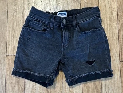 Old Navy Black Shorts Size Youth Girls 10 Adjustable Waist Distressed Cuffed - Image 1 of 4