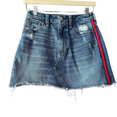 Falda de tiro natural azul Abercrombie & Fitch para mujer vintage línea A Zoe talla 26/2 Foto 1 de 4