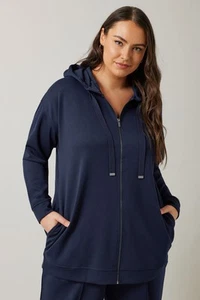Evans Curve Women's Plus Size Luxe Zip Through Hoodie - Picture 1 of 15