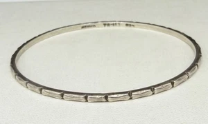 Vintage Taxco TR-133 Sterlingsilber gerippter Stapler 2,3 mm Armreif 8" Armband 9,7 g - Bild 1 von 7