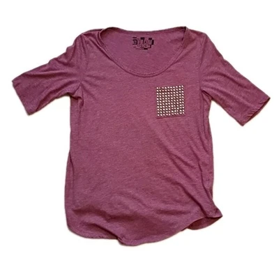 Volocom Women's Purple Pink Large Studded Pocket Shirt Top Soft - Image 1 of 4