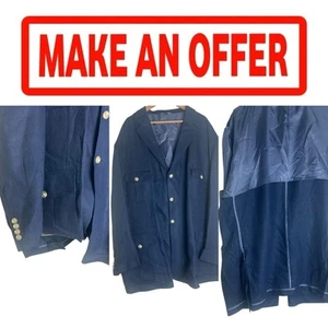 🔥🔥NWT Paul Fredrick Sport Coat Overcoat Jacket Blazer Sz 4XL Blue Linen 0260 - Picture 1 of 7