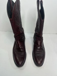 Vintage J. Chisholm Leather Burgundy Cowboy Boots, Style #J513, Men's 10.5 D - Picture 1 of 23