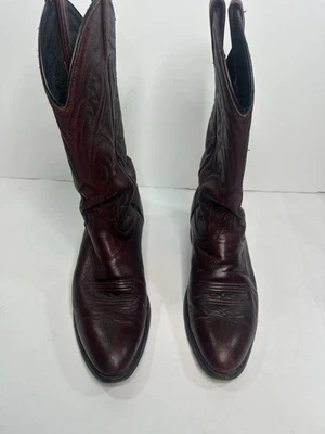 Vintage J. Chisholm Leather Burgundy Cowboy Boots, Style #J513, Men's 10.5 D - Image 1 of 4