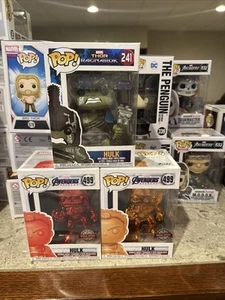 Funko Pop Hulk Set Of 3 Metallic Hulk Orange And Red And Hulk (Thor Ragnarok) - Picture 1 of 13