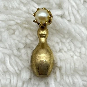 Vintage Bowling Tie Tack Ball and Pin Gold Tone .75" - Picture 1 of 6