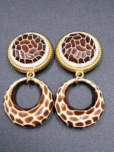 Margherita Buonanno Giraffe Ohrringe Italy Vintage 80er Dschungel Clip On - Bild 1 von 4