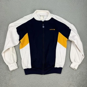 Vintage Adidas Jacke Herren Medium Navy Weiß Gelb Track Full Zip Trefoil 90s - Bild 1 von 19