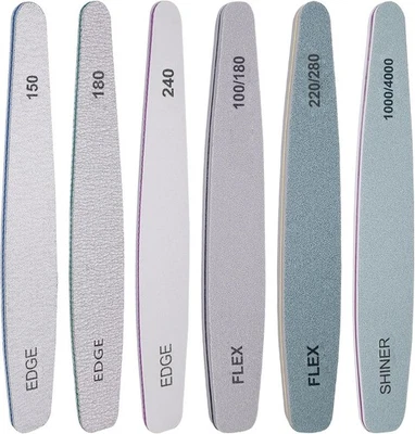 Nail File and Buffer Set, 6 Pcs 6 Diamond Gray/Green/White  - Image 1 of 4