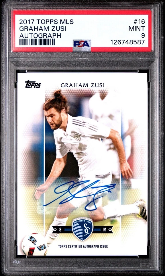 Graham Zusi 2017 Topps MLS #16 Autograph 32/74 SP PSA 9 Sporting KC & USMNT - Image 1 of 3
