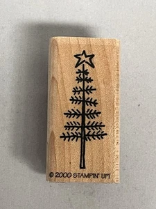 Stampin’ Up Wooden Rubber Stamp Pine Tree with Star - Picture 1 of 2