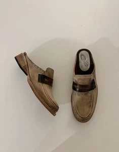 LIKENEW/NEW Freebird by Steven Mona Lisa Leather Slip On Mules Tan Boho Western - Picture 1 of 8