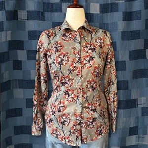 Brooks Brothers maßgeschneiderte Passform Pinwheel Gänseblümchen Blumendruck Knopfleiste Bluse Gr. 6 - Bild 1 von 13