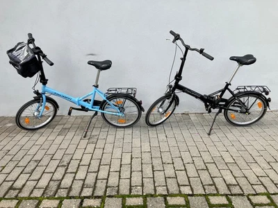 2 Triumph Camper 20 Zoll Klappräder Falträder Hellblau  Schwarz wie neu 3 teilig - Bild 1 von 4