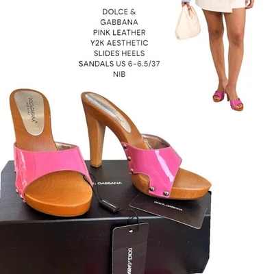 DOLCE & GABBANA D&G SANDALIAS TACONES CUERO ROSA EE. UU. 6-6,5/37 NUEVAS EN CAJA Y2K Foto 1 de 4