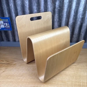 W Molded Ply Wood Stand Rack OFFI Modern Designer Eric Pfeiffer Magazine Birch - Picture 1 of 17