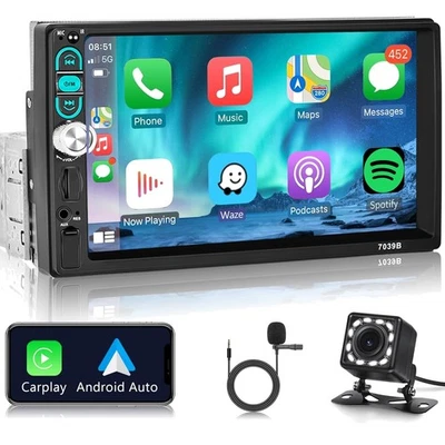 Auto Radio 1 Din Touchscreen Bluetooth Carplay Android Auto FM USB AUX Spiegel - Bild 1 von 4