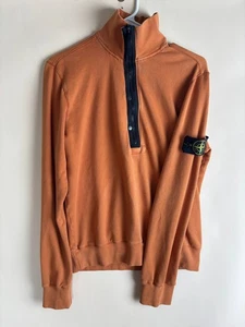 Stone Island SS11 Pullover Sweater Half Zip Sweatshirt Orange Mens Sz Medium - Picture 1 of 7
