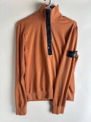 Stone Island SS11 Pullover Sweater Half Zip Sweatshirt Orange Mens Sz Medium - Image 1 of 4