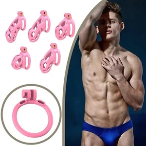 Latest Male Chastity Cage Lock Device W/ 4 Rings Virginity Device 5 Sizes Curve - Picture 1 of 33