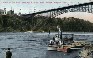 1916 Magd of Mist Steamer Flitterwochen Brücke Niagarafälle NY New York Postkarte - Bild 1 von 3