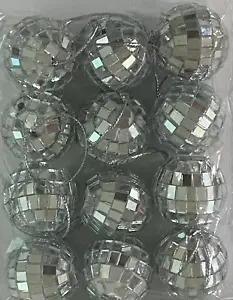 NEW CHRISTMAS CRAFT 12 PIECE 1.09" MINI SILVER DISCO BALL ORNAMENTS - Picture 1 of 1