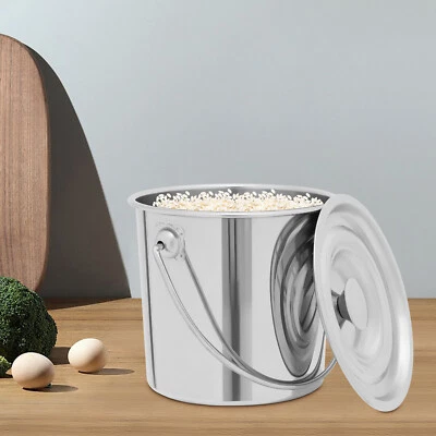 Stainless steel bucket kitchen waste bin water bucket fermentation tank compost bin with lid 6L - Image 1 of 4
