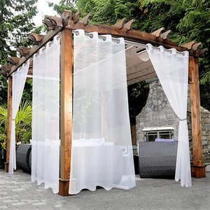 White Outdoor Sheer Curtains for Patio Waterproof - 2 Panels Grommet Indoor Voil - Picture 1 of 6