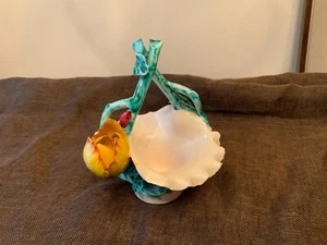 Italien Capodimonte Porzellan Blume Rosen Korb Bonboniere Henkel - Bild 1 von 6