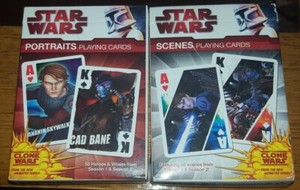 Star Wars Clone Wars 2 Playing Card Decks Heroes & Villians 1 Scenes 1 Portraits