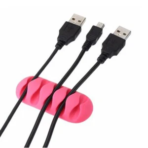Adhesive Holder Organizer 5 Hole USB Cable Desktop Tidy Management Clips Winder - Picture 1 of 18