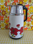 Vintage Retro Red Flower Hot Thermal Jug Pitcher 60s 70s 80s