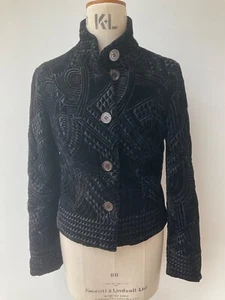 GHOST London Black velvet embroidered jacket size 8 excellent item - Picture 1 of 6