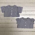 VTG 1940s Lot 2 Boy & Girl Toddler Baby Matching Striped Shirts Shell Buttons