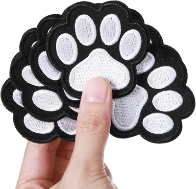 Iron on Patches Paw Print Dog Cat Paw Print Iron on Patches for Clothing Black W - Image 1 of 4
