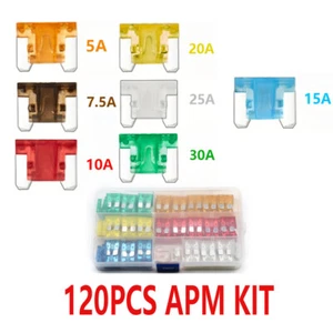 Low Profile Micro Mini Blade Sicherung Sortiment Kit für Auto LKW 5A-30A 120 Teile - Bild 1 von 5