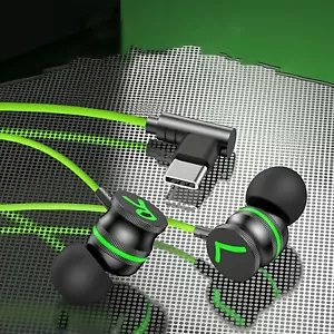 Auricolari in metallo cablati tipo C nell'orecchio auricolari da gioco mobili bassi pesanti con - Foto 1 di 9