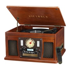 Innovative Technology Victrola Vta-600B Bluetooth Entertainment Center Mahogany