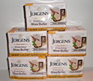 JERGENS MILD SOAP ENRICHING SHEA BUTTER 5 Two packs 10 Total Bars 3 OZ each - Picture 1 of 3
